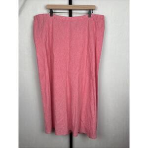 Lands' End 100% Linen Maxi Skirt Women's 26W Pink Straight Pull On Lined Classic